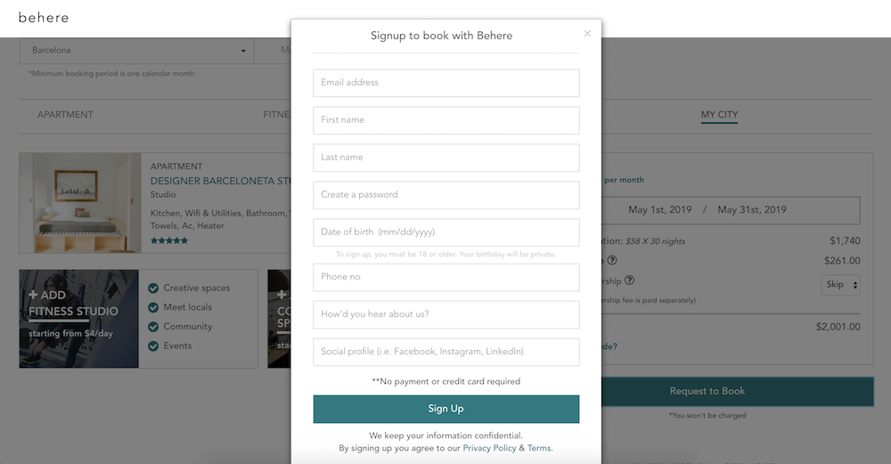 booking process
